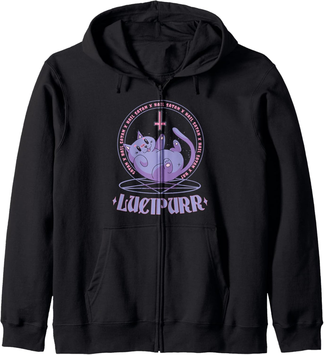 Lucipurr Hail Satan Okkulte Satanische Katze Baphomet Kapuzenjacke