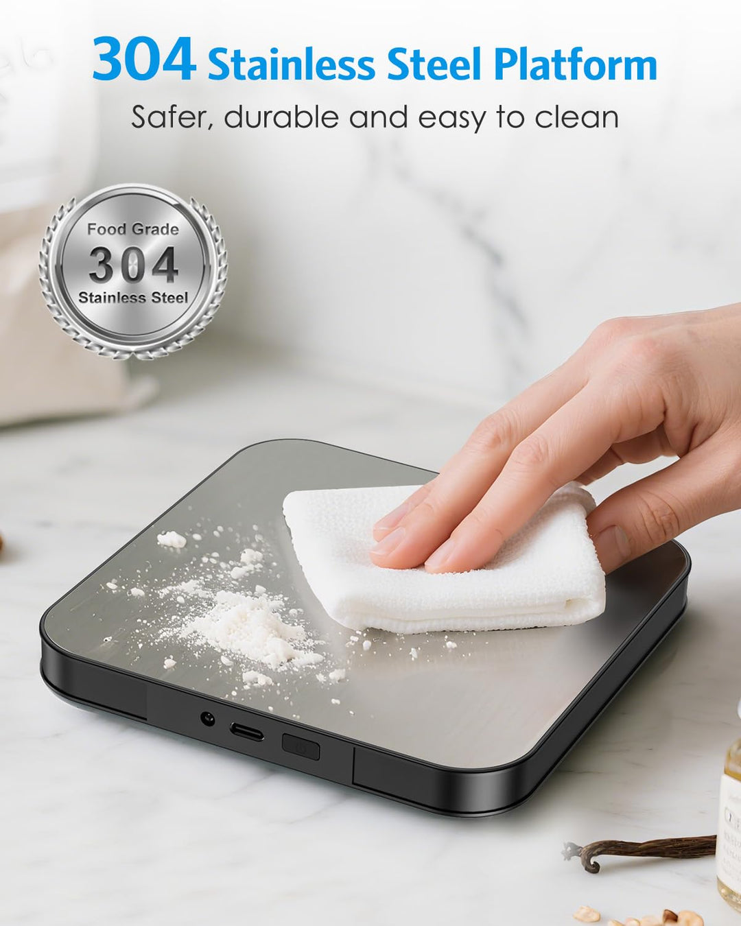[Neu] Brifit Digitale Küchenwaage 15kg/1g mit Abnehmbarem Display – Wiederaufladbare Küchenwaage mit