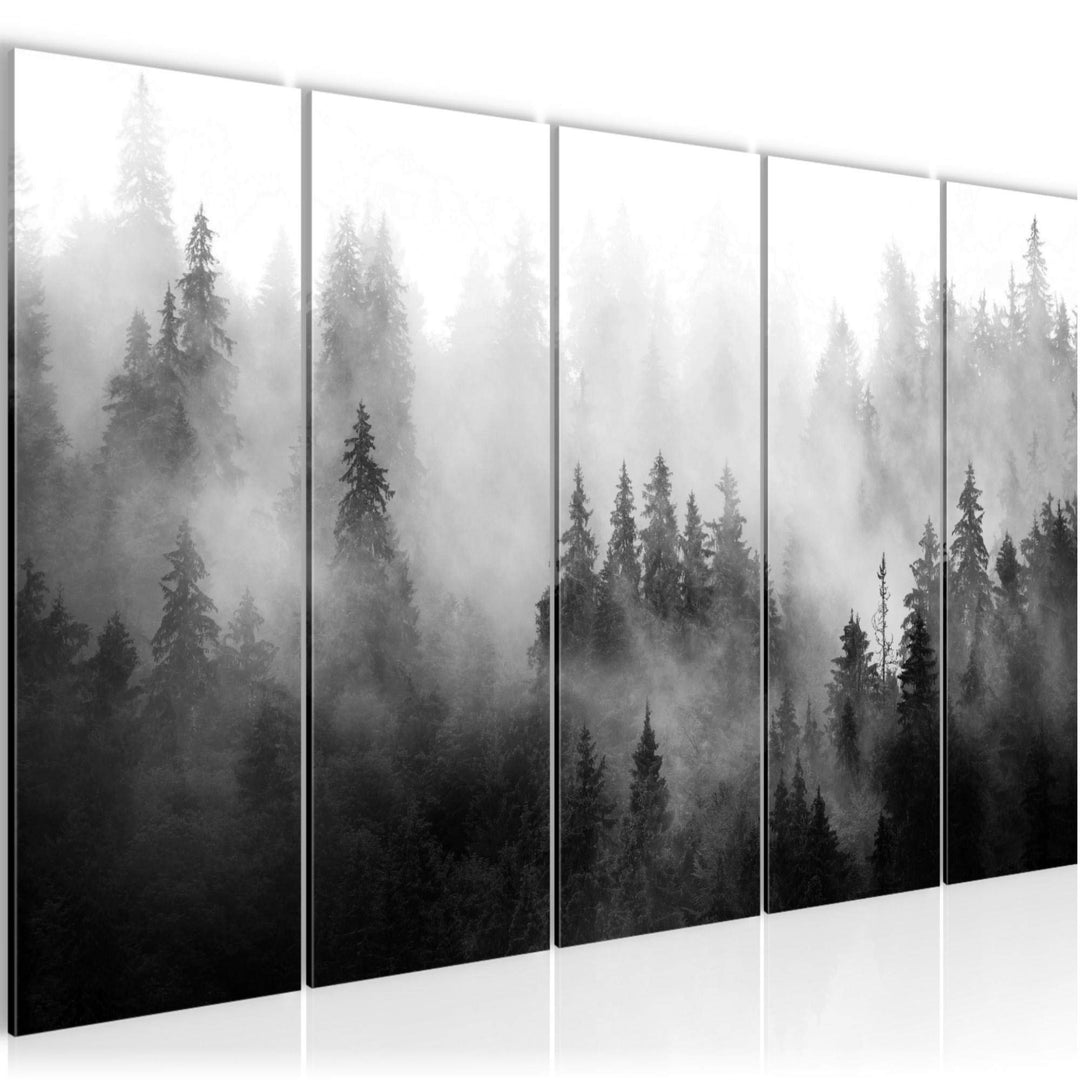 Runa Art Wandbild XXL Wald Natur Wohnzimmer Schlafzimmer 200 x 80 cm Schwarz Weiss 5 Teilig - Made i
