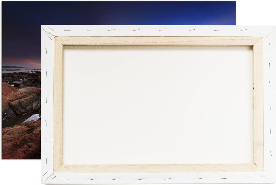 deyoli steinige Küstenlandschaft Format: 80x60 als Leinwand, Motiv fertig gerahmt auf Echtholzrahmen