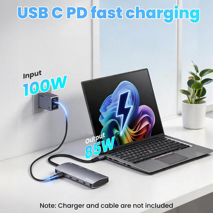 USB C Hub 10Gbps, 8-in-1 USB Hub 3.2 mit 4K@60Hz Videoausgang, 100W PD Ladeanschluss, USB4 Adapter m