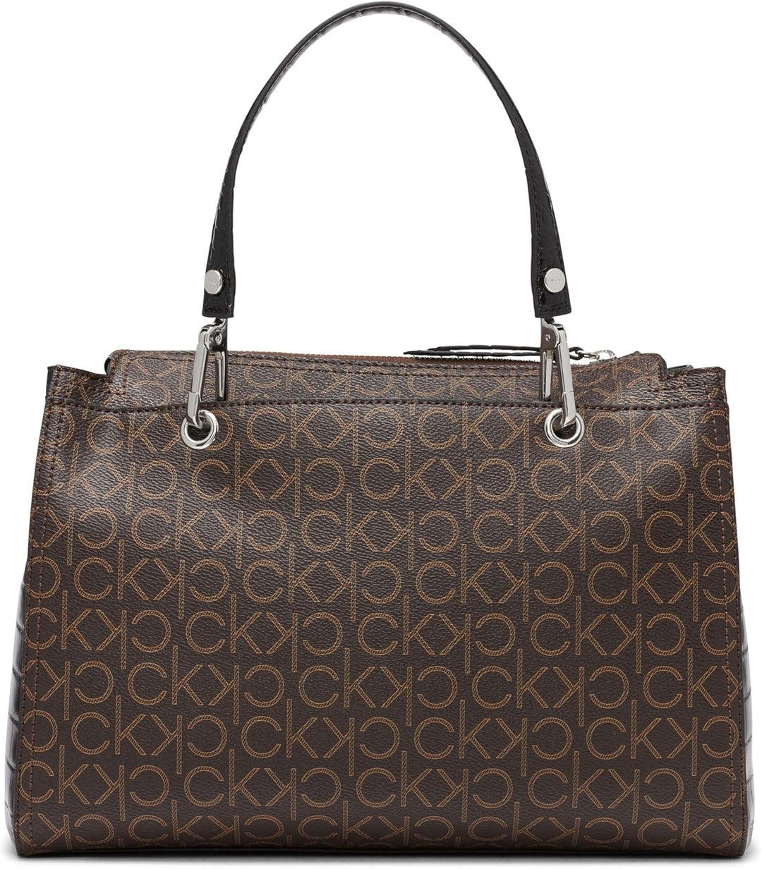 Calvin Klein Damen Reyna Crossbody Braun/Khaki/Schwarzes Logo, Braun, Khaki, Schwarz