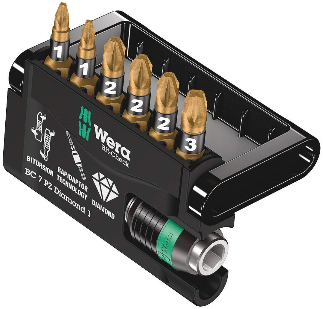 Wera Bit-Sortiment, Bit-Check 7 PZ Diamond 1, 7-teilig, 05057412001 Bit-Check 7 PZ Diamond 2 Single,