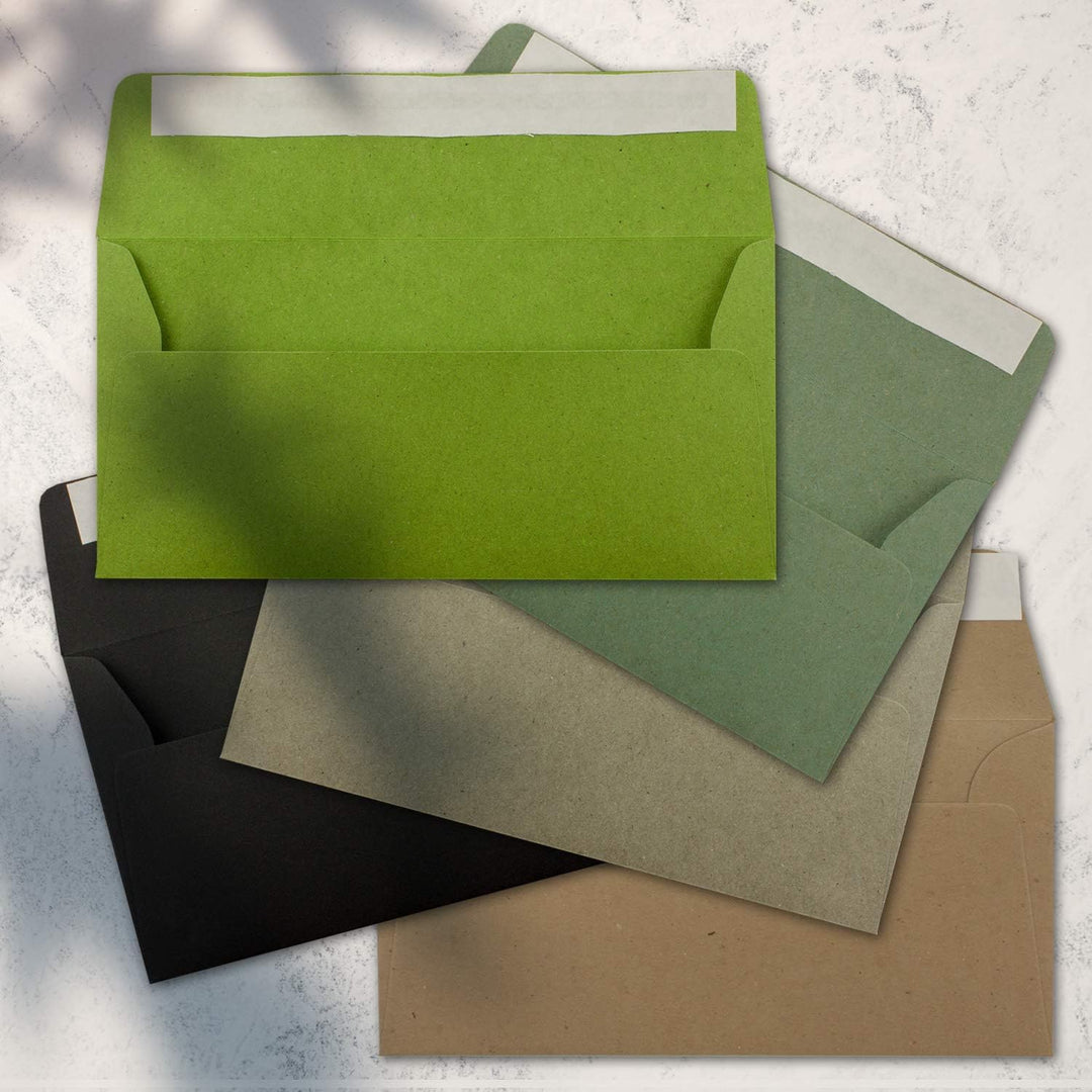 50x Brief-Umschläge Farbenmix-Paket DIN Lang - 110 x 220 mm (11 x 22 cm) - Vintage Kraftpapier Natur