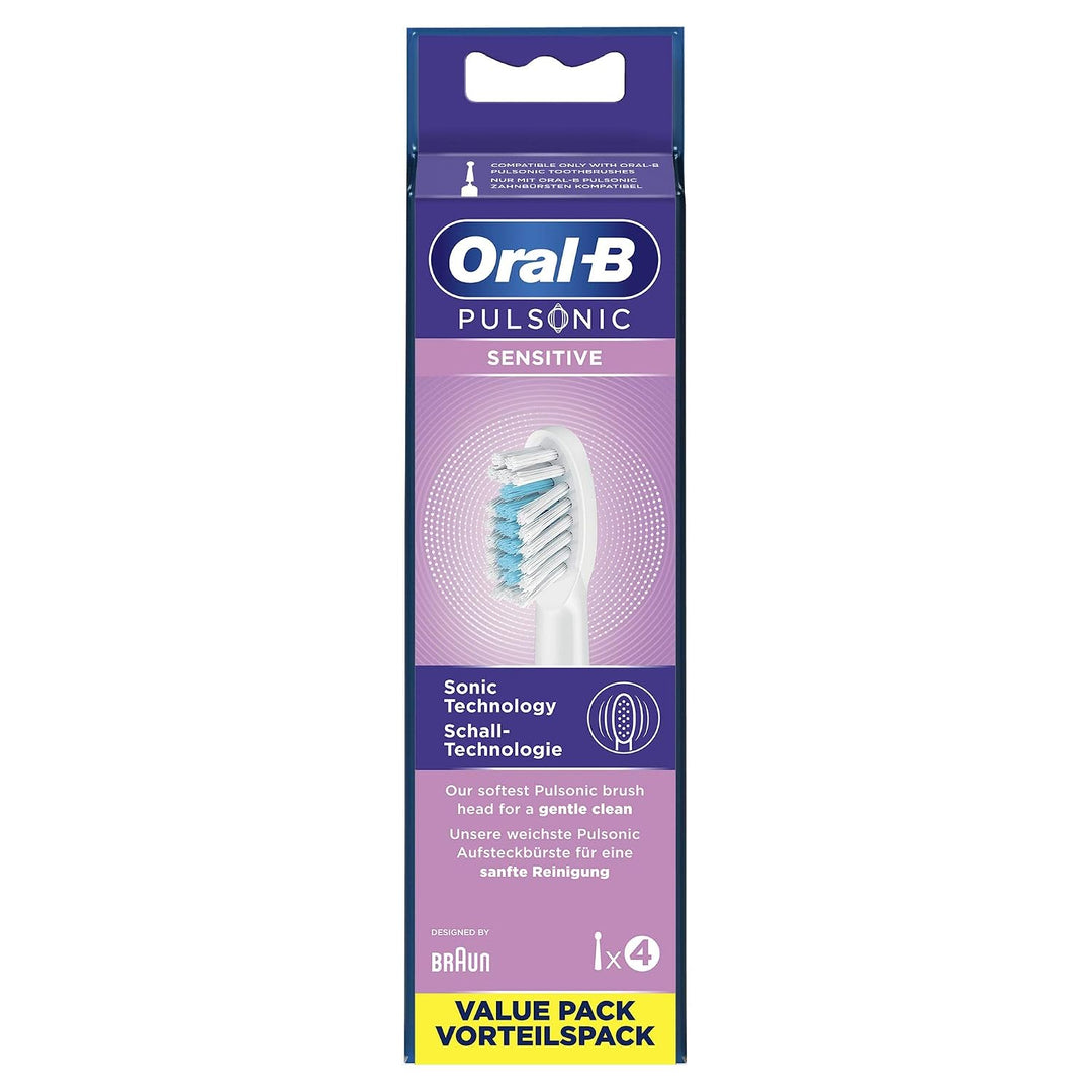Oral-B Pulsonic Sensitive Aufsteckbürsten für Schallzahnbürsten, 4 Stück, Zahnbürstenaufsatz für Ora