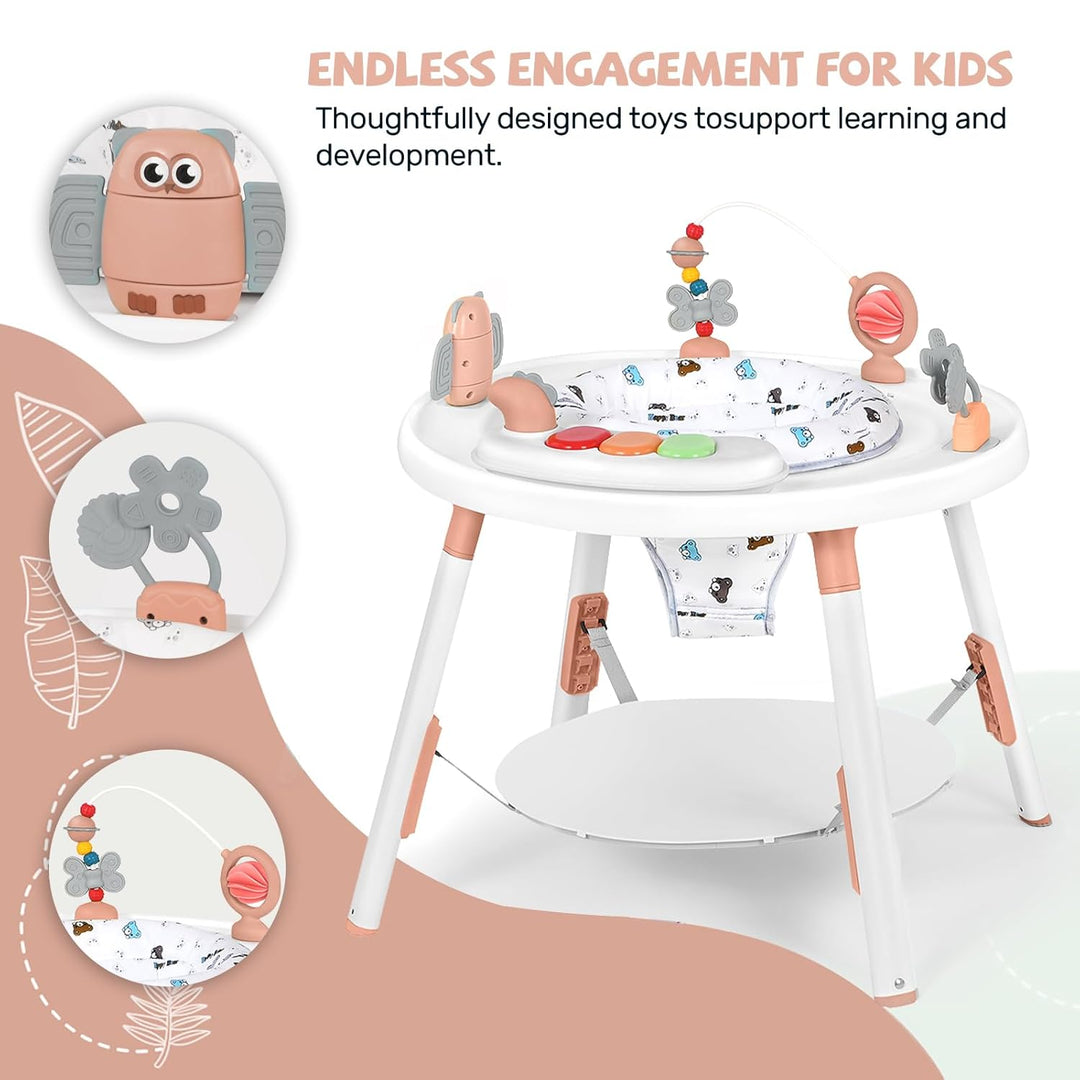 UBRAVOO Baby-Aktivitätszentrum, 3-in-1 Baby Lauflernhilfe mit abnehmbaren Spielzeugen und 360° Drehb