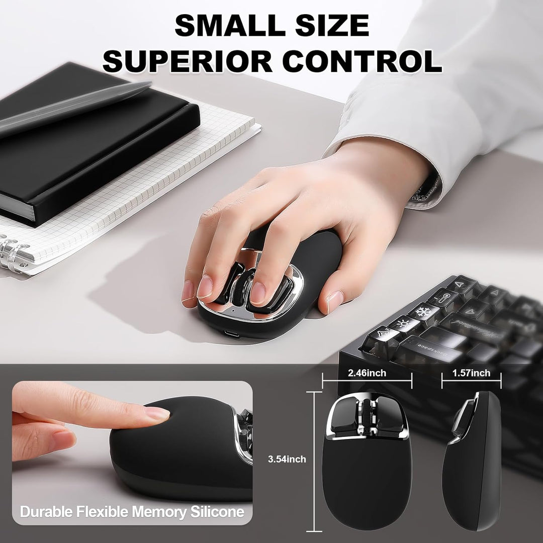 YUNZII C1 Silikon-Funkmaus,Tri-Mode 2,4 GHz/USB-C/Bluetooth Maus, 4800 DPI Optisches Abtastung, 6 Ve
