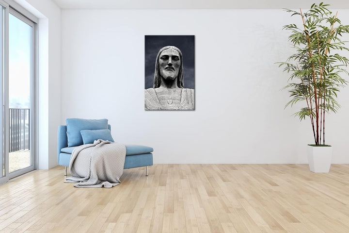 Jesus Statur in Rio de Janeiro Format: 80x60 als Leinwandbild, Motiv fertig gerahmt auf Echtholzrahm