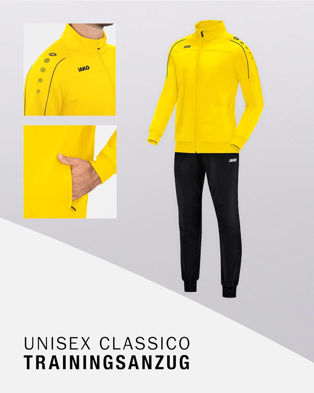 JAKO Trainingsanzug Herren Classico I Schlichter & Bequemer Jogginganzug Herren I Jacken- & Ärmelabs