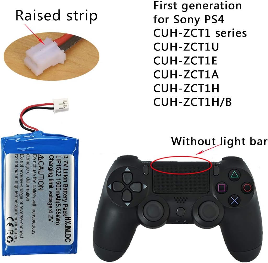 DC 3.7V 1500mah LiPo-Akku für Sony PS4 Controller Batteriewechsel (CUH-ZCT1U,CUH-ZCT1E,CUH-ZCT1A,CUH