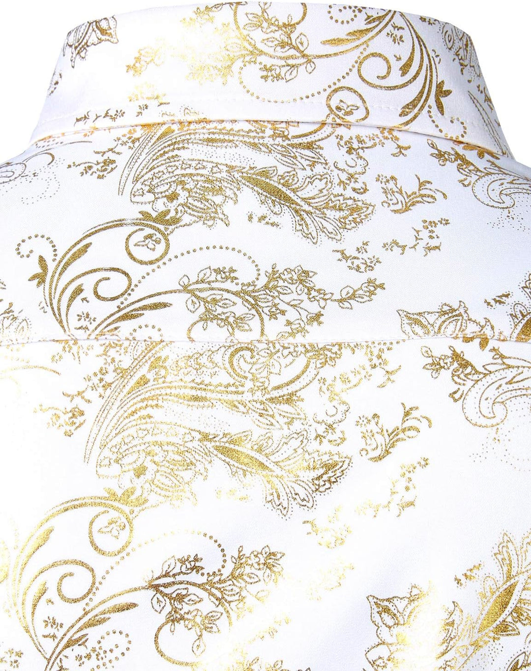 PARKLEES Herren Luxus Paisley Gemustert Golden Glänzend Slim Fit Freizeithemd M Golden, M Golden