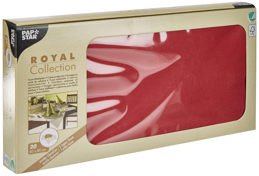 Papstar, 20 Mitteldecken, Tissue "ROYAL Collection" 80 cm x 80 cm bordeaux, #81891