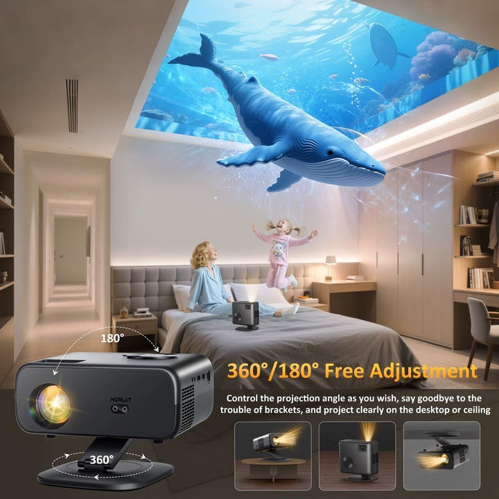 Projektor 800ANSI Android 12 Native 1080P 4K 3D Autofokus/Keystone HiFi-Audio WiFi6 BT5.2 Smart Home