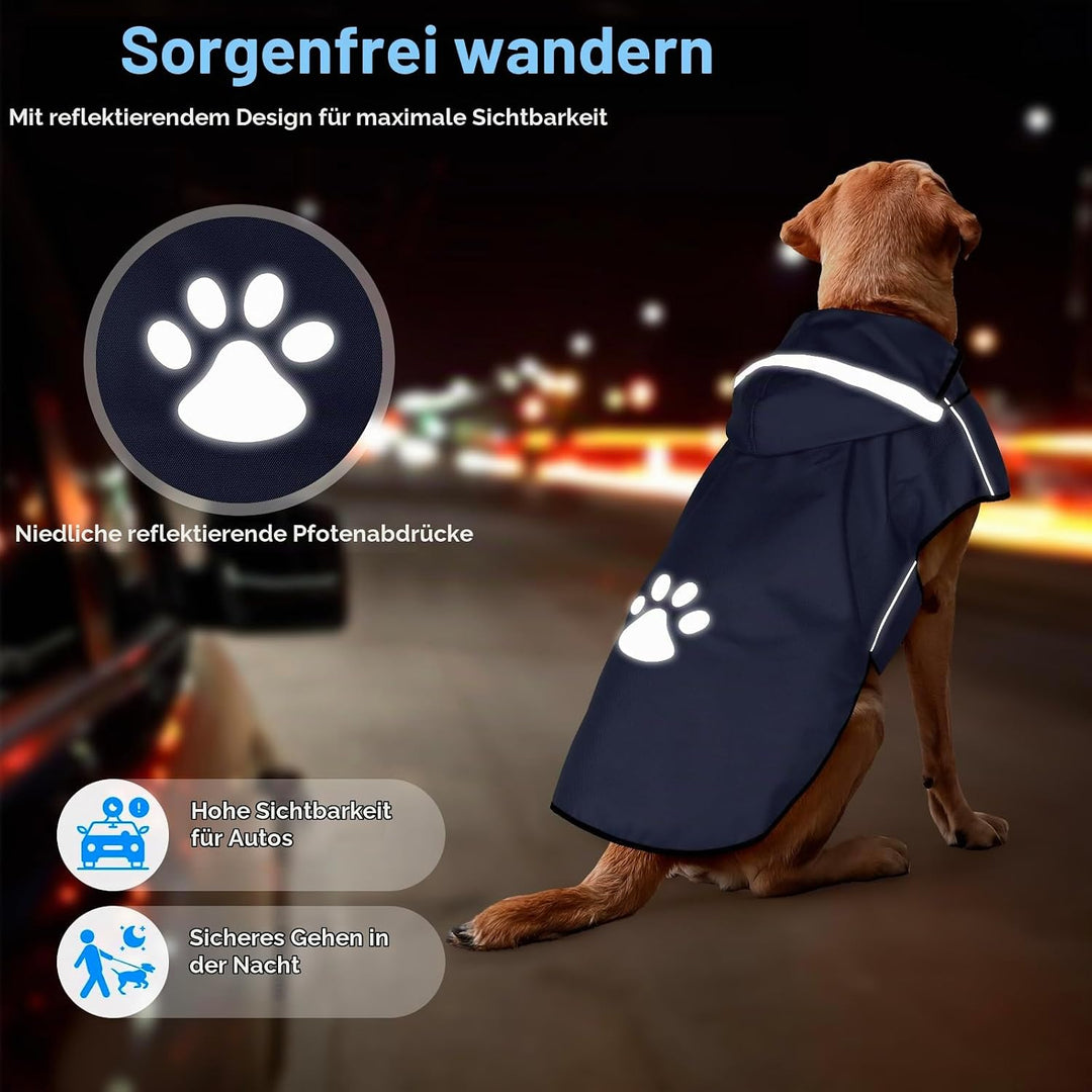 BiPawTi Hunde Regenmantel Mittlere Hunde - Ultraleicht Wasserdicht Hunderegenmantel mit Reflektieren