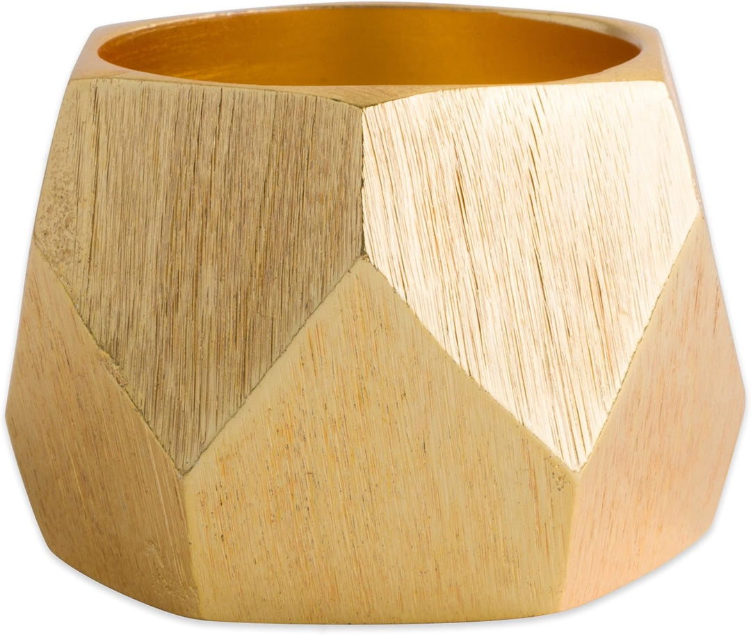 DII Dekorativ Geometrisches Serviettenring-Set, Papier Metall, Dreieck Band Gold, 1 Count (Pack of 6