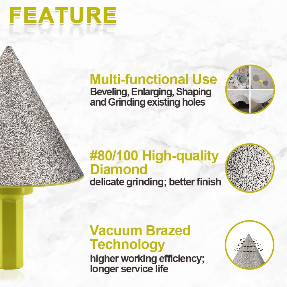 Diamant Fasenbohrer 50mm Fliesenfräser SANLEETEK - Anfasen, Formen, Vergrössern und Schleifen von Lö