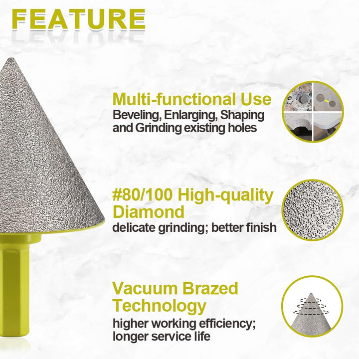 Diamant Fasenbohrer 50mm Fliesenfräser SANLEETEK - Anfasen, Formen, Vergrössern und Schleifen von Lö
