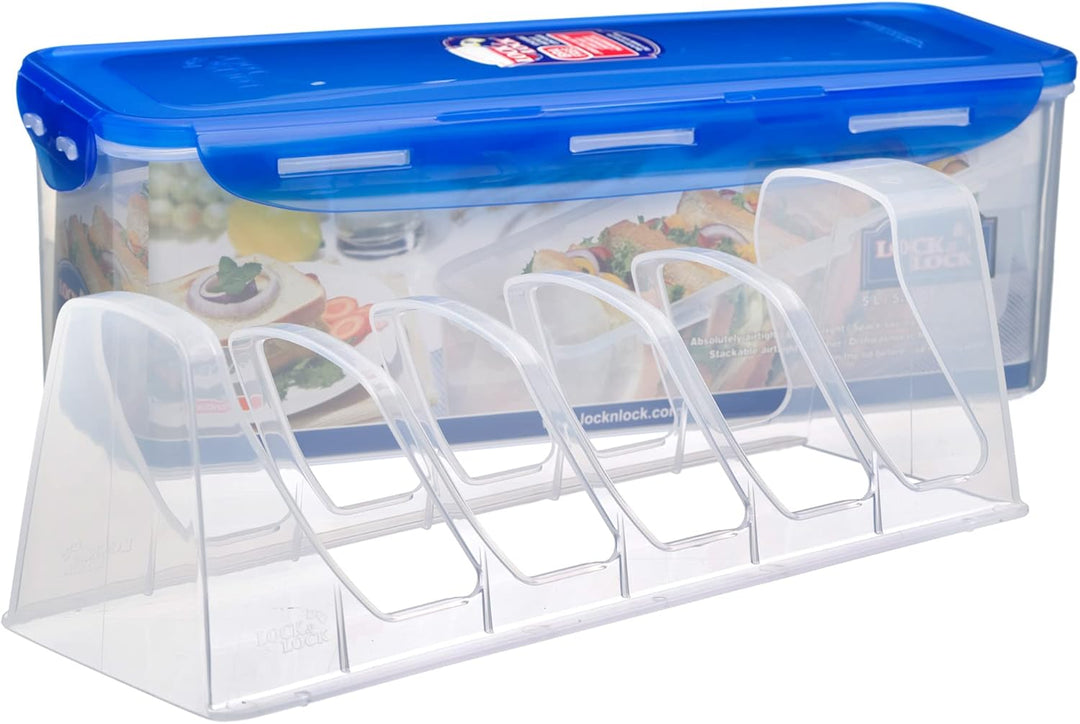 Lock & Lock HPL849T Klassische Brotbox, rechteckig, mit Sandwichhalter, 5,0 l