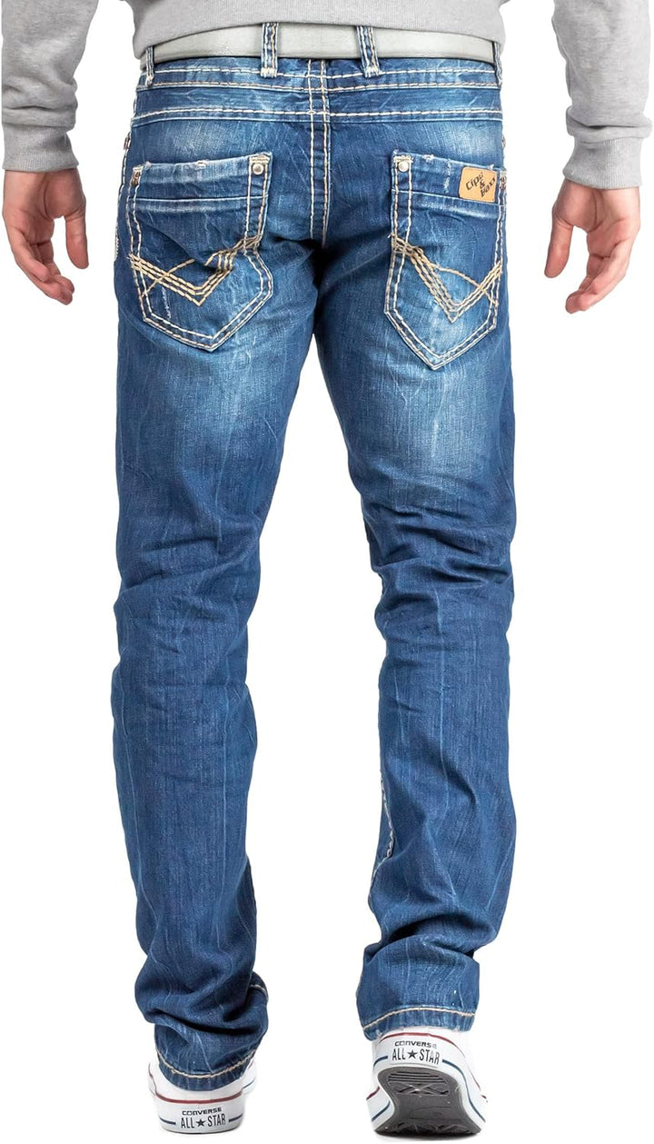 Cipo & Baxx Herren Jeans mit dicken Nähten 29W / 30L Blau - 04, 29W / 30L Blau - 04