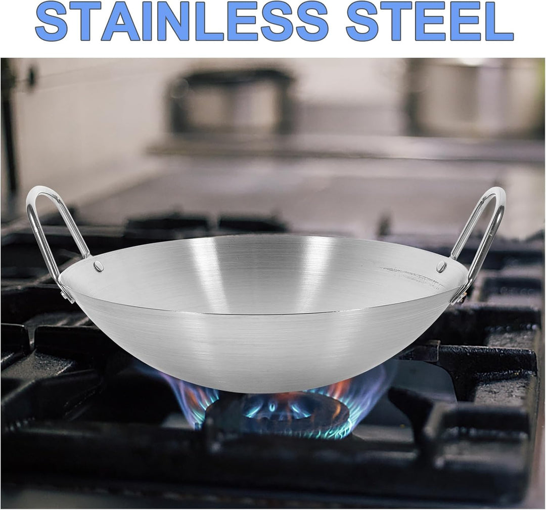 BESTonZON Edelstahl-wok Wokpfanne Aus Gusseisen Topf Mit Griffen Topf Aus Edelstahl Wok-topf Grillen