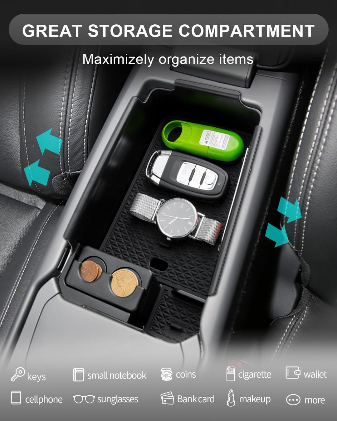 CDEFG Kompatibel mit Volvo XC40 C40 2018-2024 2025 Mittelkonsole Aufbewahrungsbox Armlehne Handschuh