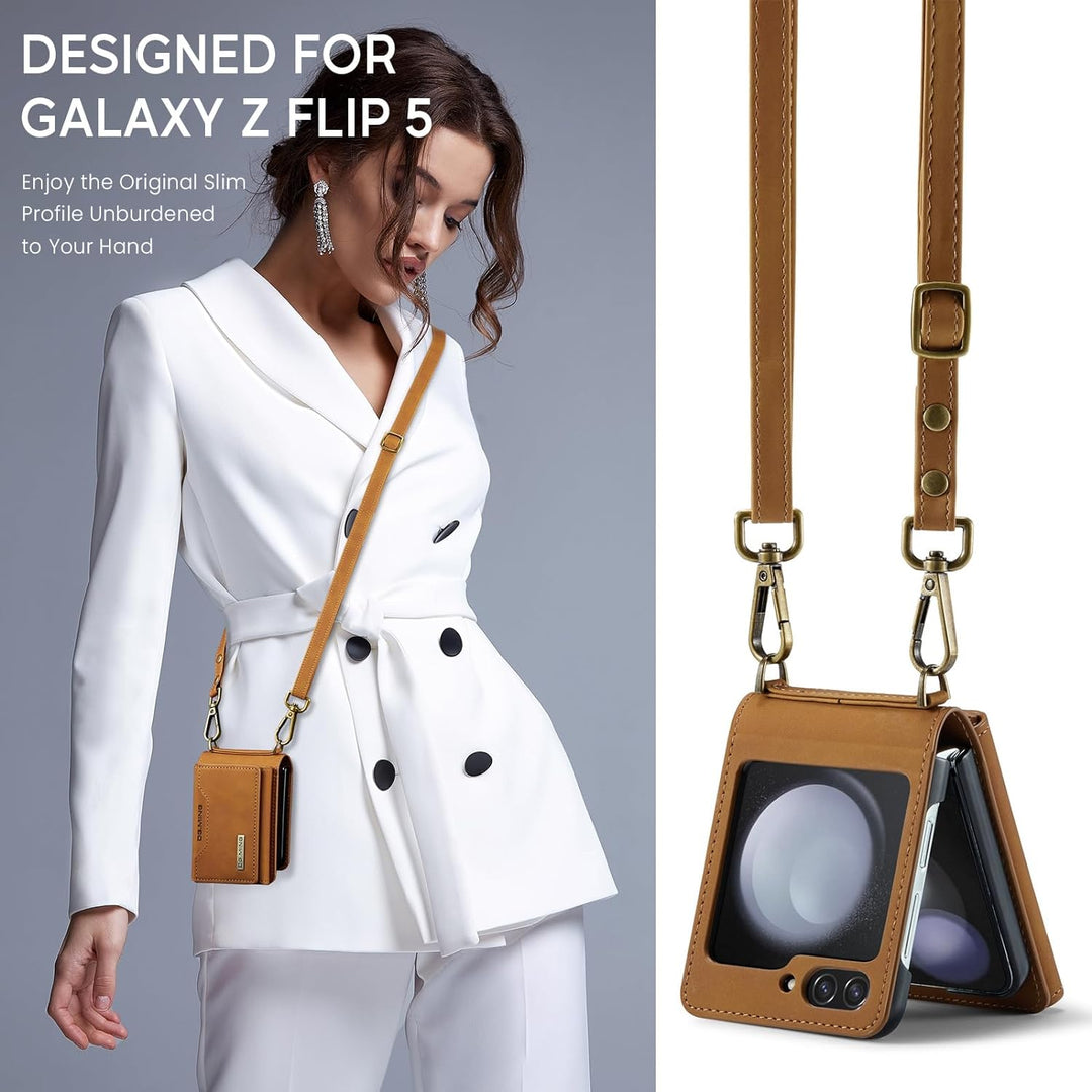 UDBKKDX Brieftasche Handyhülle für Samsung Galaxy Z Flip 4, hülle Mattes Leder mit Ständer Kameralin