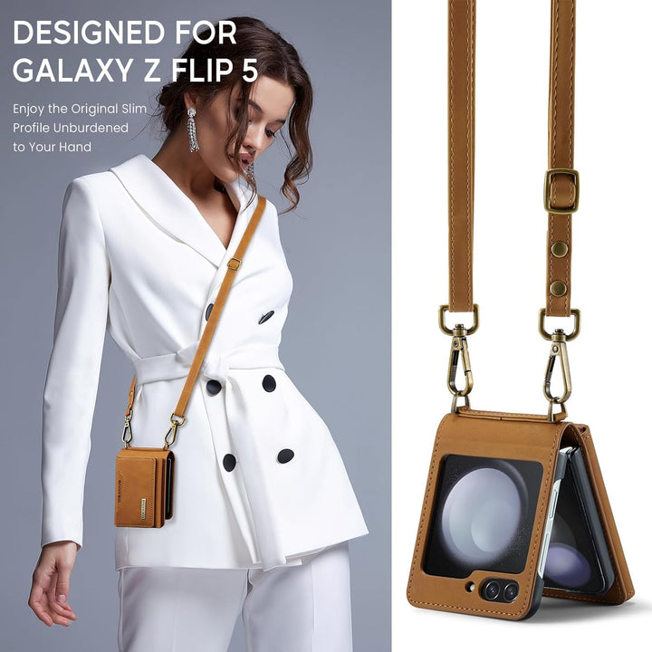 UDBKKDX Brieftasche Handyhülle für Samsung Galaxy Z Flip 4, hülle Mattes Leder mit Ständer Kameralin