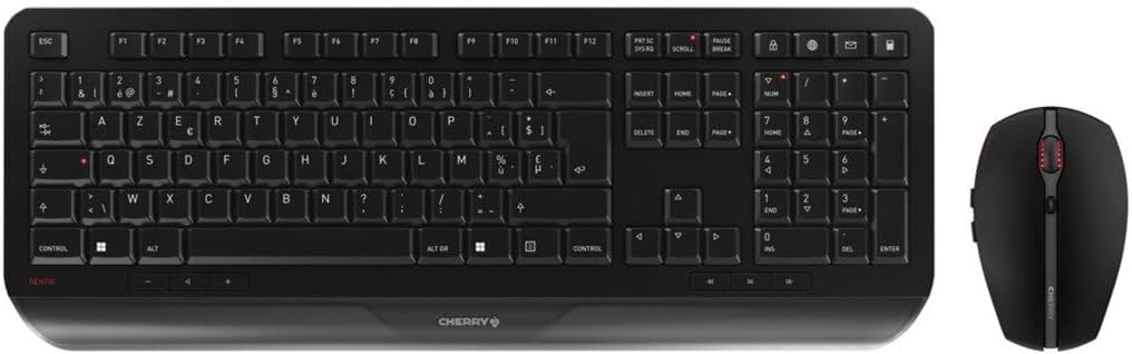 CHERRY GENTIX DESKTOP, Kabelloses Tastatur-Maus-Set, Belgisches Layout (AZERTY), 2,4 GHz Funk, Integ
