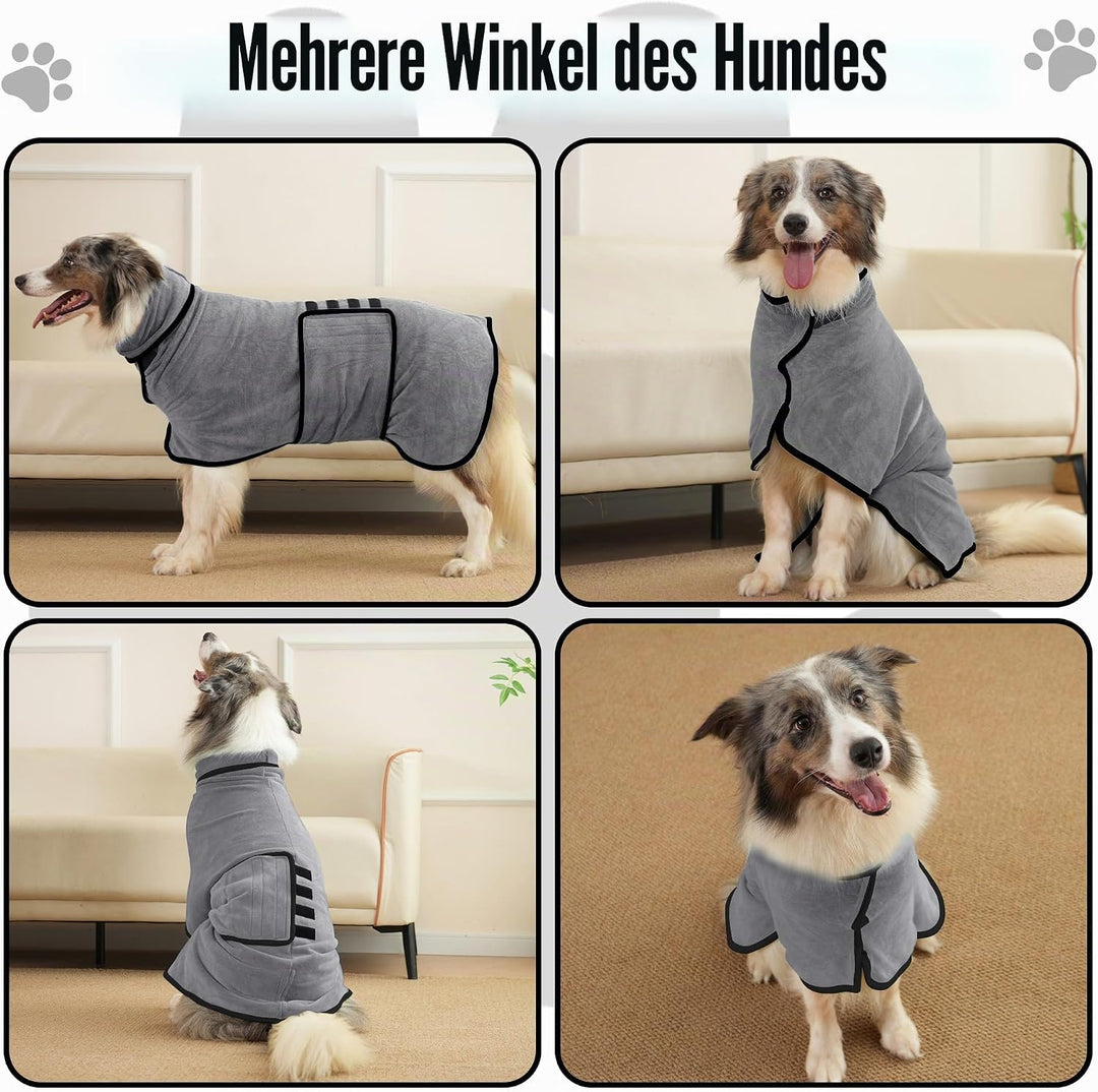 Hundebademantel Ultra Saugfähig Mikrofaser Hunde Trockenmantel für Schnelles Trocknen, Weiches Doppe