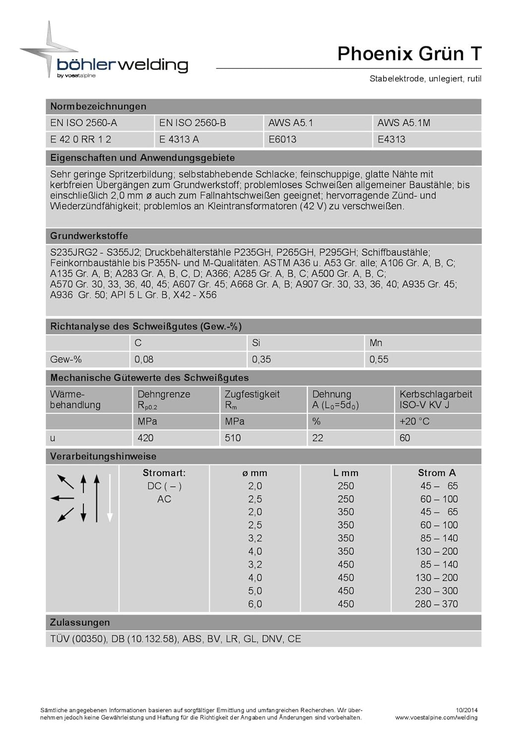 Stabelektrode Phoenix Grün T rutil umhüllt - 3,2 x 350 mm, VE=125 Stück