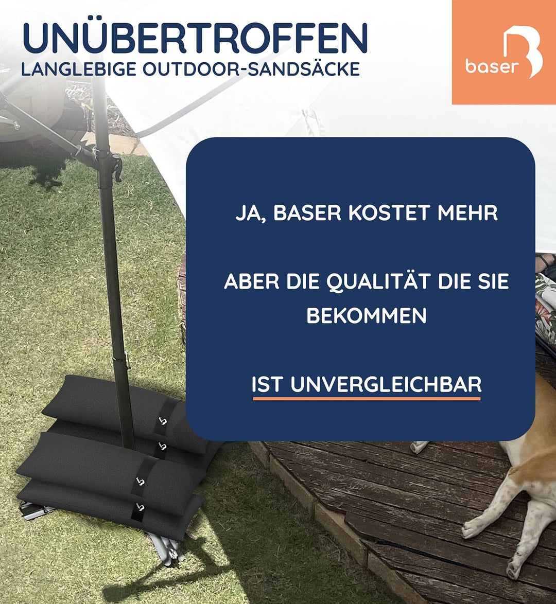 BASER - Runde auffüllbare Sandsäcke, 2 x 20 KG, auffüllbare Gewichte für Ampelschirme, Sonnenschirme