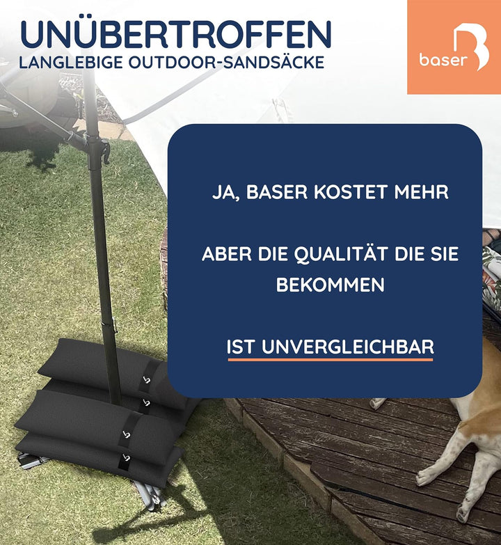 BASER - Runde auffüllbare Sandsäcke, 2 x 20 KG, auffüllbare Gewichte für Ampelschirme, Sonnenschirme
