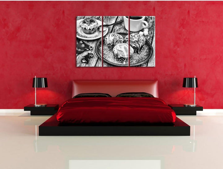 Pixxprint Köstliche Cupcakes als Leinwandbild/Grösse: 3 Teilig (120x80) cm/Wandbild/Kunstdruck/ferti