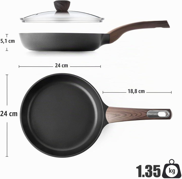 SENSARTE Antihaft Bratpfanne mit Deckel 24cm Antihaft-Eierpfanne Omelettpfanne, Gesunde Küche Kochen