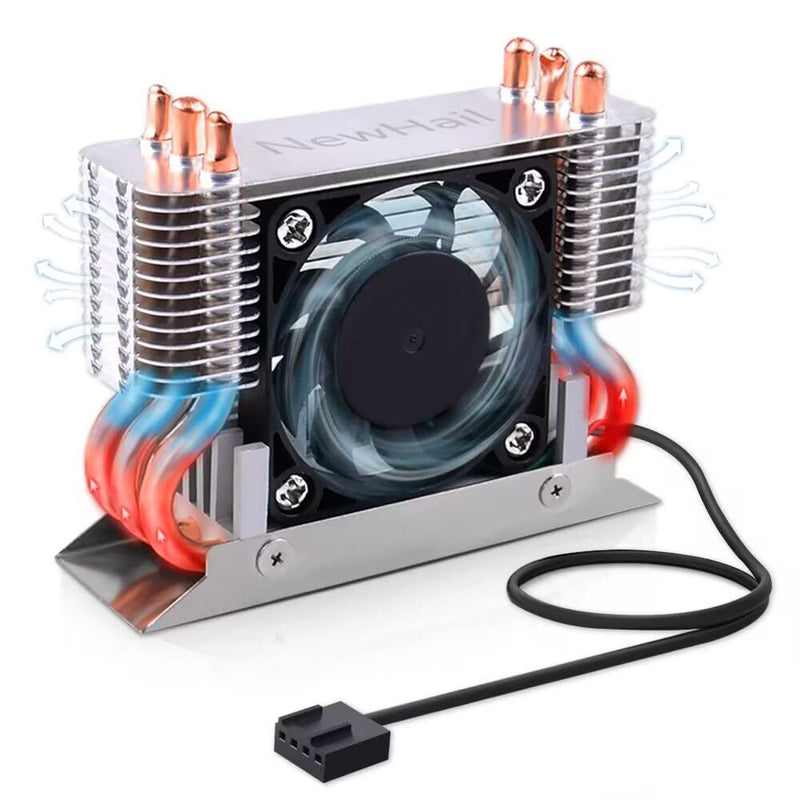 NewHail M.2 2280 SSD Kühler Kühlkörper mit 40mm PWM Lüfter, Kupfer Heat Pipes und Thermal Pad, SSD K