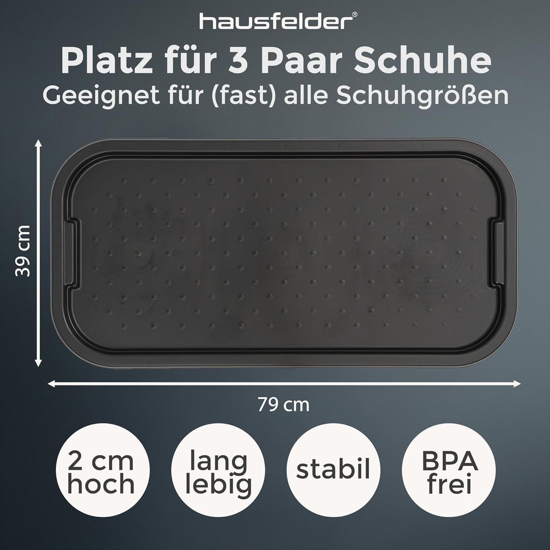 Hausfelder Schuhabtropfschale gross für nasse Schuhe 39x79x2cm, Schuhablage Flur, Abtropfmatte Schmu