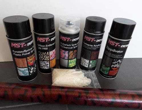 MST-DESIGN Wassertransferdruck Folie I Starter Set Gross I WTD Folie + Dippdivator/Aktivator + Zubeh