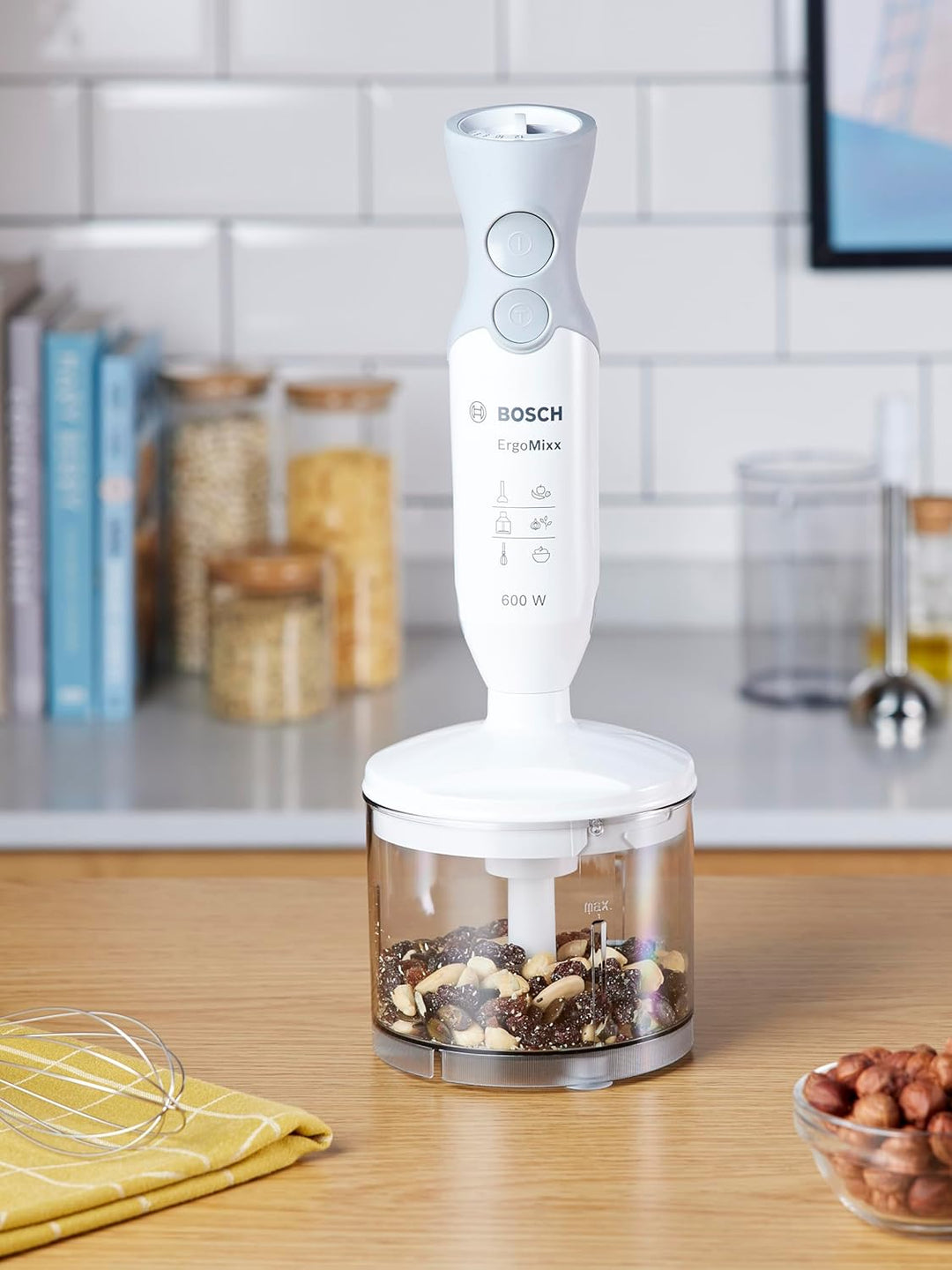Bosch MSM66155 Stabmixer-Set, 600 W, Edelstahl-Mixfuss, Universalzerkleinerer, ProPuree Stampferaufs