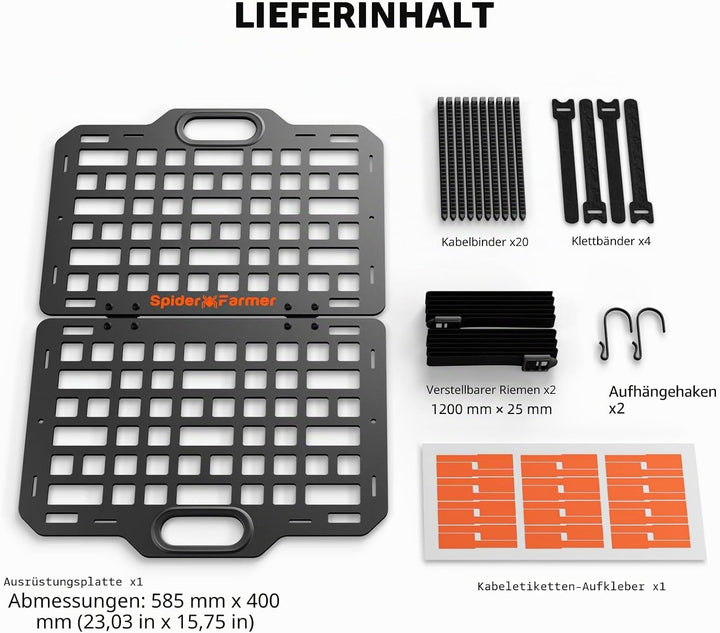 Spider Farmer Growzelt Ausrüstungsboard, 2026 Neues faltbares Grow Tent Gear Board, Robustes Geräte