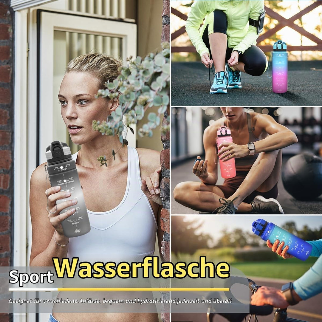 Niggeey Sport Trinkflasche 500ml, 700ml, 1L, 1,5L Trinkflasche Kinder Auslaufsicher, BPA-frei Tritan