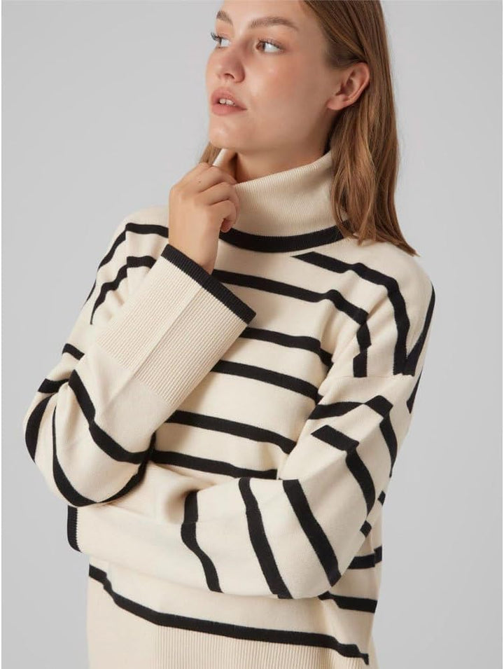 VERO MODA Female Strickpullover VMSABA Pullover S Birch/Stripes:black, S Birch/Stripes:black