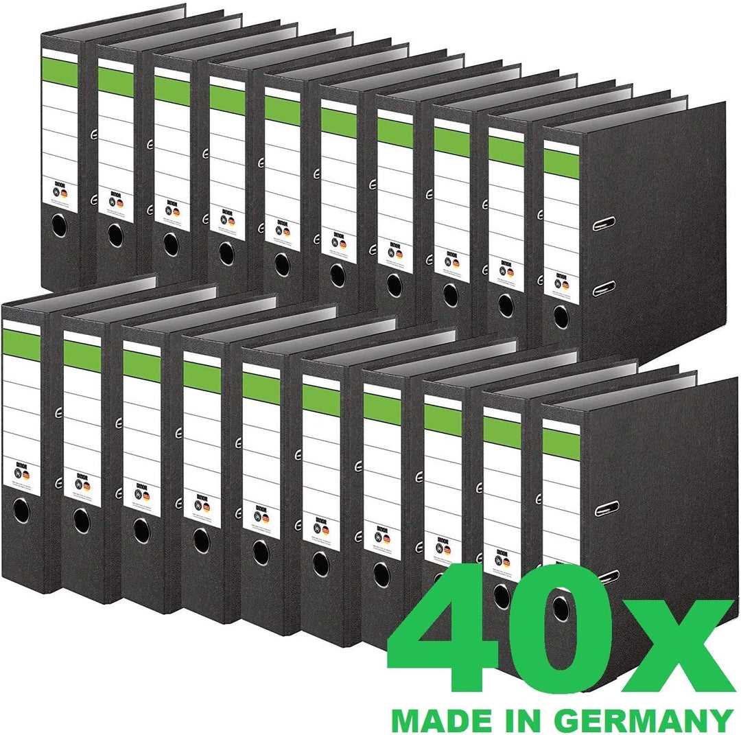 Original DINOR Ordner-Wolkenmarmor-Recycling - Made in Germany. 8 cm breit DIN A4 schwarz Aktenordne