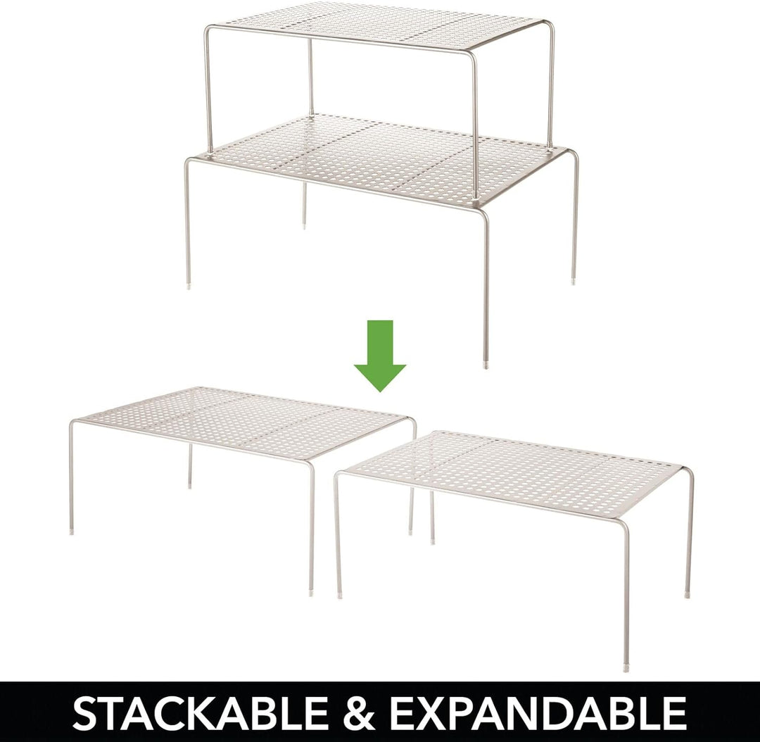 mDesign 4er-Set Regaleinsatz für Küchenschrank – praktische Geschirrablage aus Metall für mehr Abste