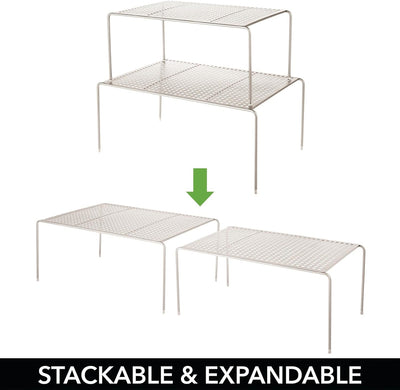 mDesign 4er-Set Regaleinsatz für Küchenschrank – praktische Geschirrablage aus Metall für mehr Abste