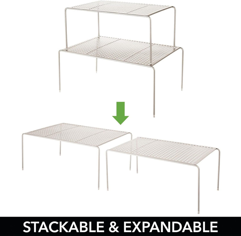 mDesign 4er-Set Regaleinsatz für Küchenschrank – praktische Geschirrablage aus Metall für mehr Abste