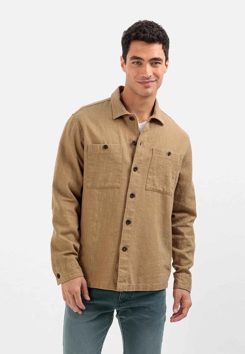 camel active Herren Overshirt aus einem Leinen-Baumwollmix S Braun, S Braun