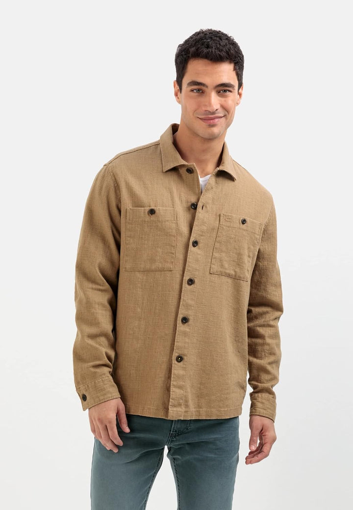 camel active Herren Overshirt aus einem Leinen-Baumwollmix S Braun, S Braun