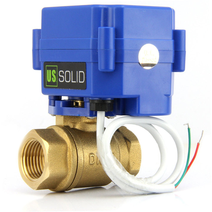 U.S. Solid 1" Motorisierter Kugelhahn, Messing, Elektrischer Kugelhahn, stromlos offen, DN25, 9–24 V