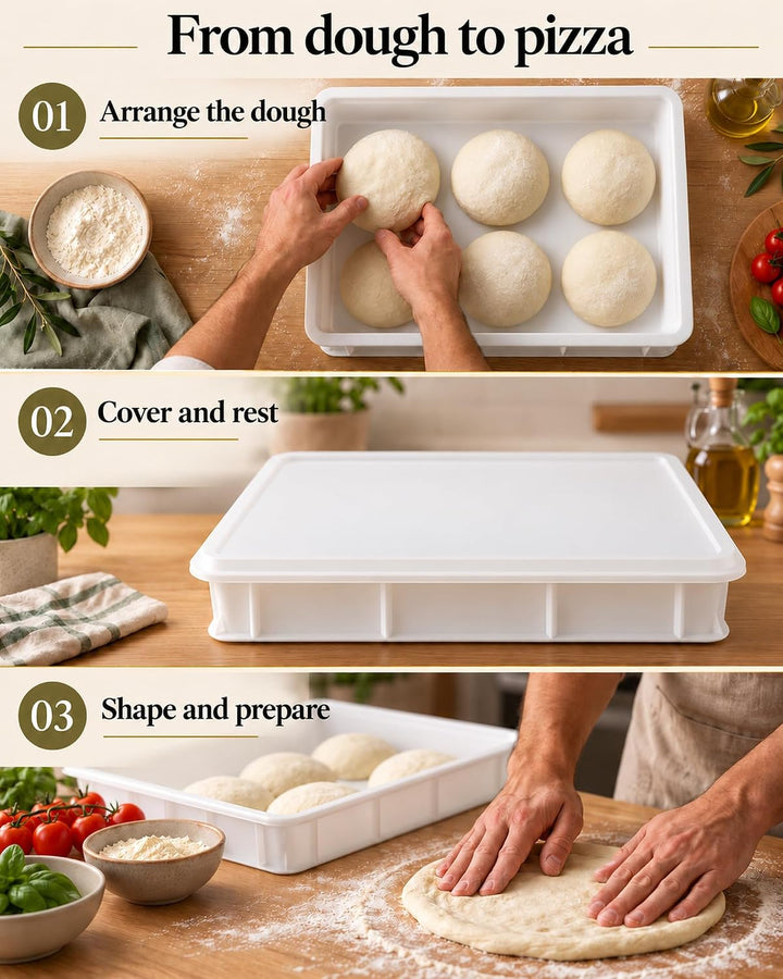 Windfromort Pizzaballenbox – Kunststoff Teigbox – Gärbox Sauerteig &amp; Teig 40×30×10 cm – Pizzateig Bo