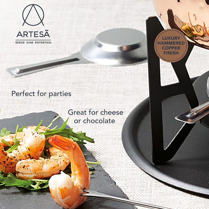 Artesà Fondue-Set, Optik wie Handgehämmertes Kupfer, Edelstahl, für 6